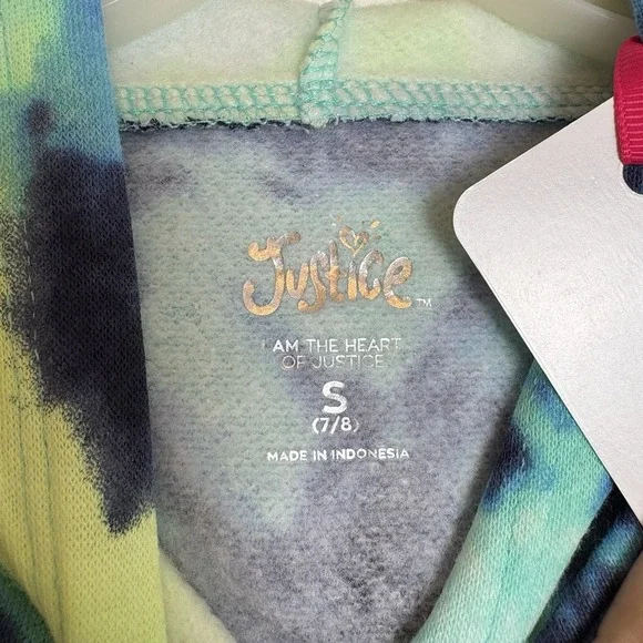 Justice Girls Fleece Hoodie Sweatshirt-Seafoam Mint-Small (7/8) -NWT - Picture 4 of 7